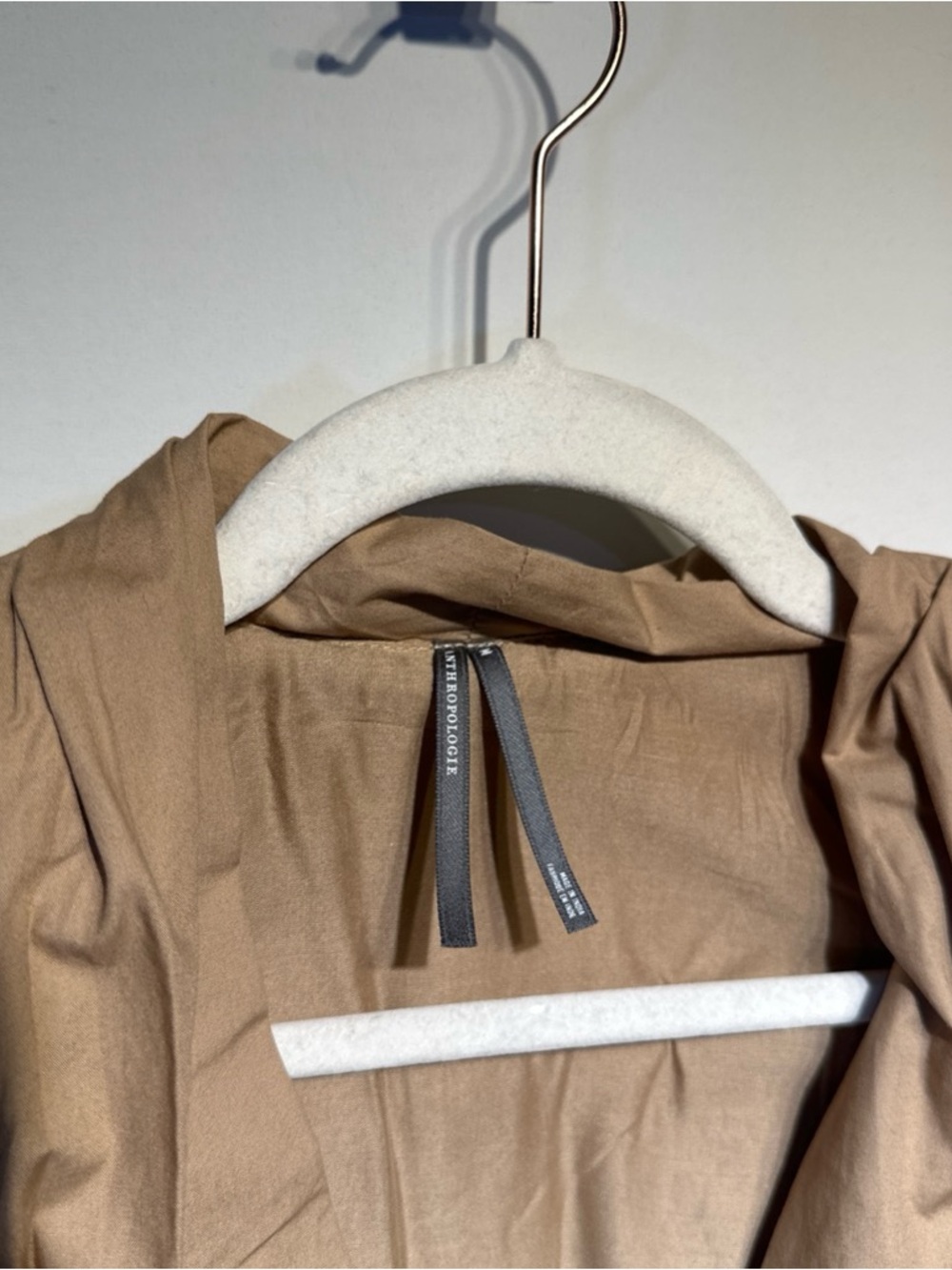 Anthropologie Tan Tommie Shirred-Waist Zip-Front Midi Dress - Picture 3 of 5